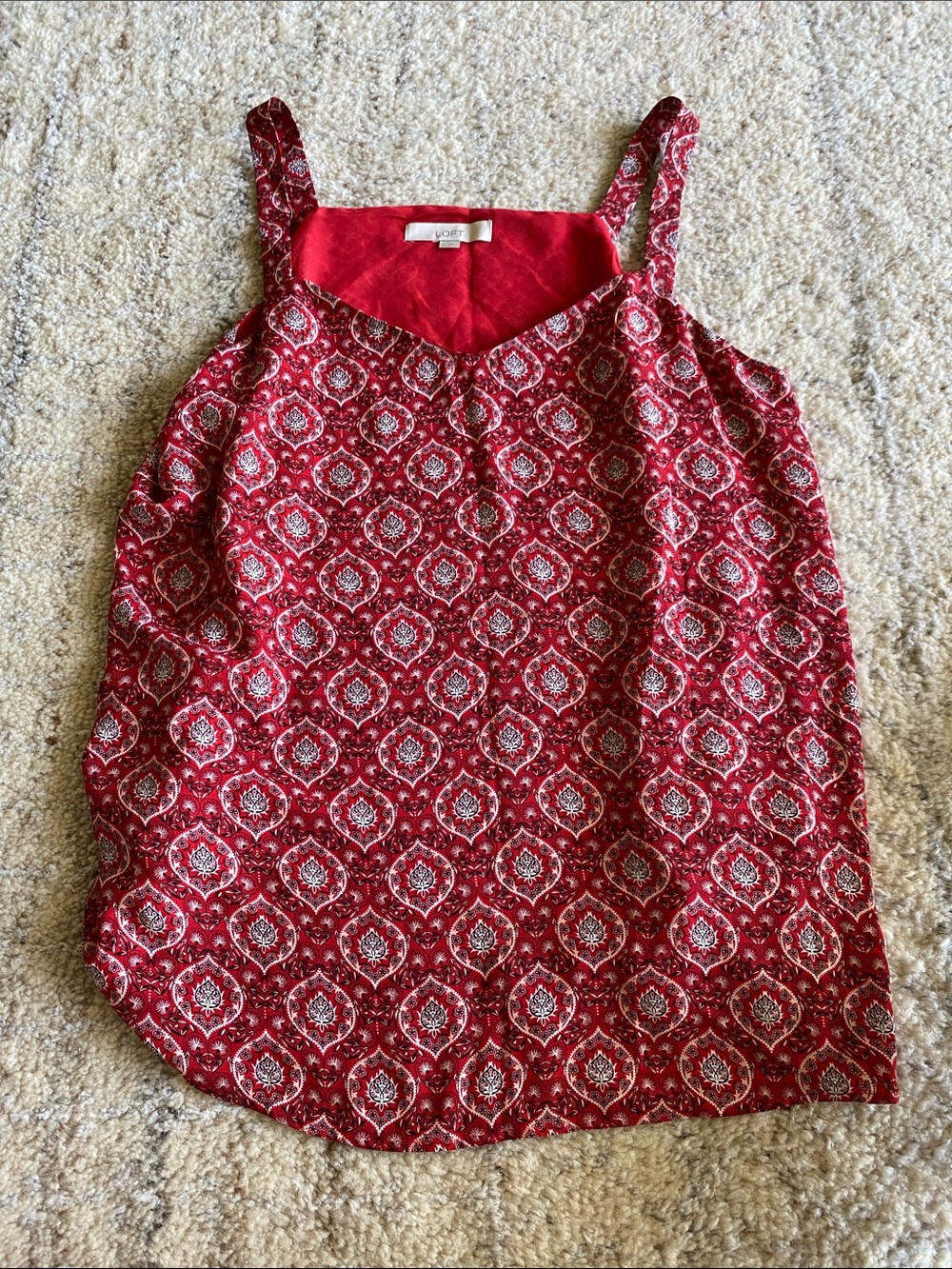 LOFT Red Printed Spaghetti-Strap Camisole